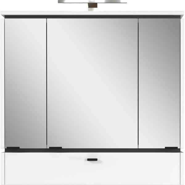 Biała szafka łazienkowa z lustrem i oświetleniem 79x80 cm Modesto – Germania