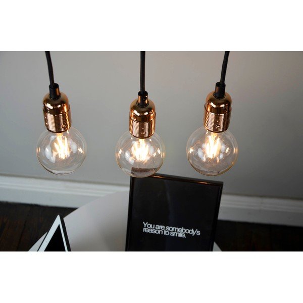 Lampa wisząca z 3 czarnymi kablami i oprawką żarówki w kolorze miedzi Sotto Luce Uno-image-2