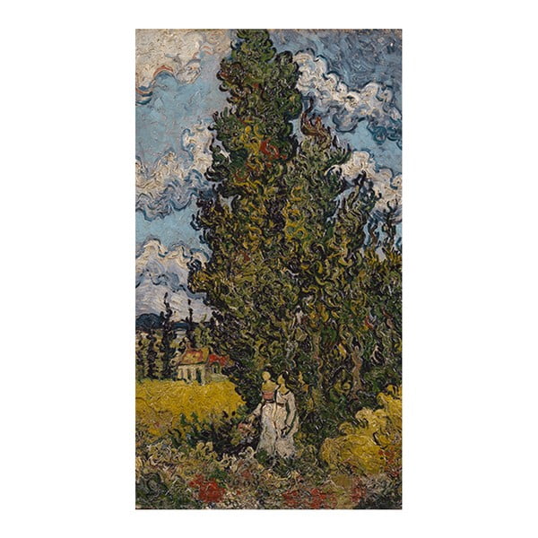 Reprodukcja obrazu Vincenta van Gogha - Cypresses and Two Women, 70x46 cm
