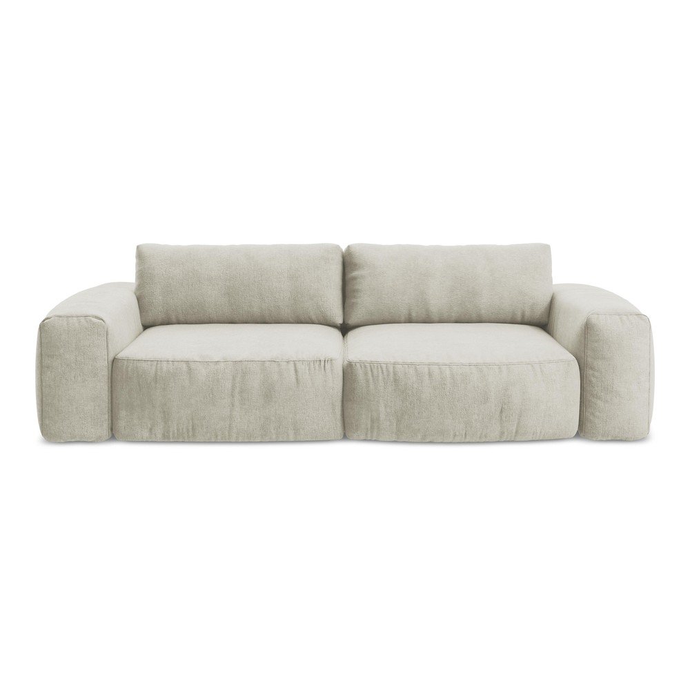 Beżowa rozkładana sofa z tkaniny szenilowej 275 cm Kuki – Makamii
