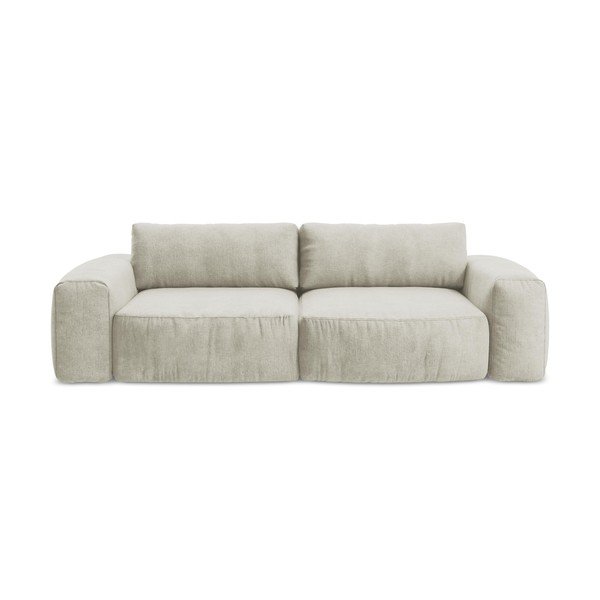 Beżowa rozkładana sofa z tkaniny szenilowej 275 cm Kuki – Makamii