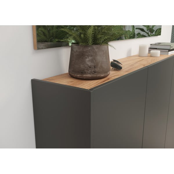 Antracytowa szafka w dekorze dębu wisząca 138x87x25 cm Libbiano – Germania-image-4