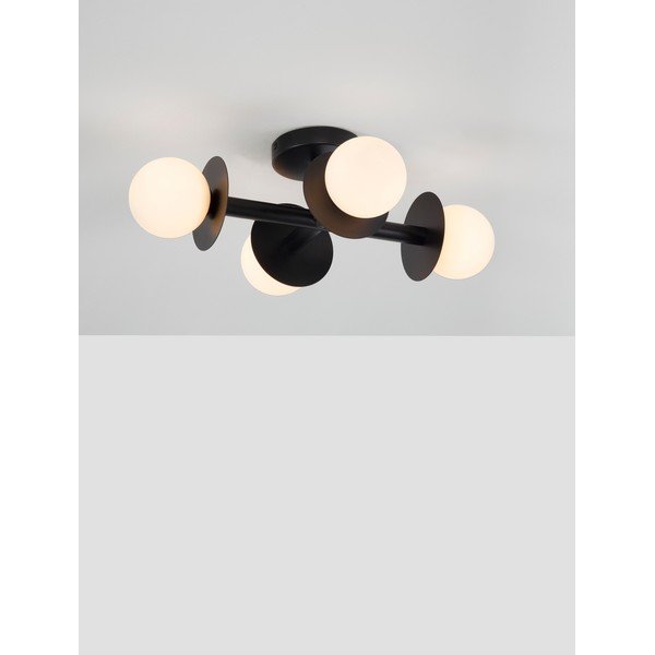 Biała/czarna metalowa lampa sufitowa ze szklanym kloszem 37x51 cm Pielo – Nova Luce-image-1