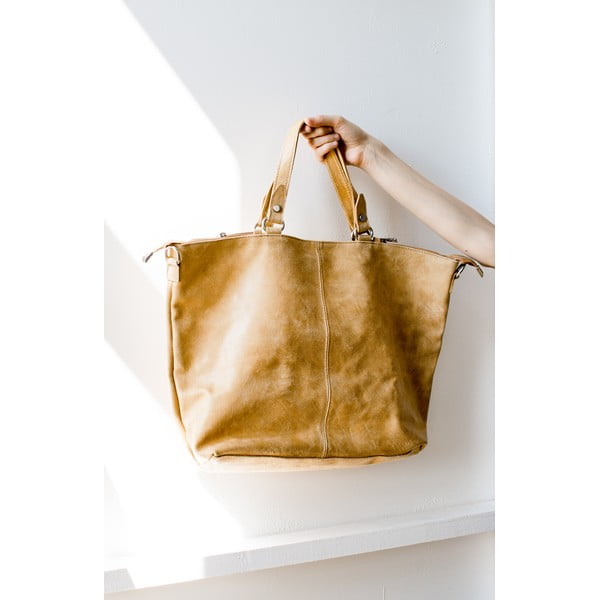 Karmelowa torebka skórzana Chicca Borse Terracia-image-1