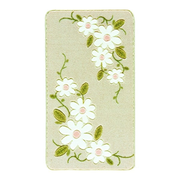 Beżowy dywanik łazienkowy w kwiaty Confetti Bathmats, 50x57 cm