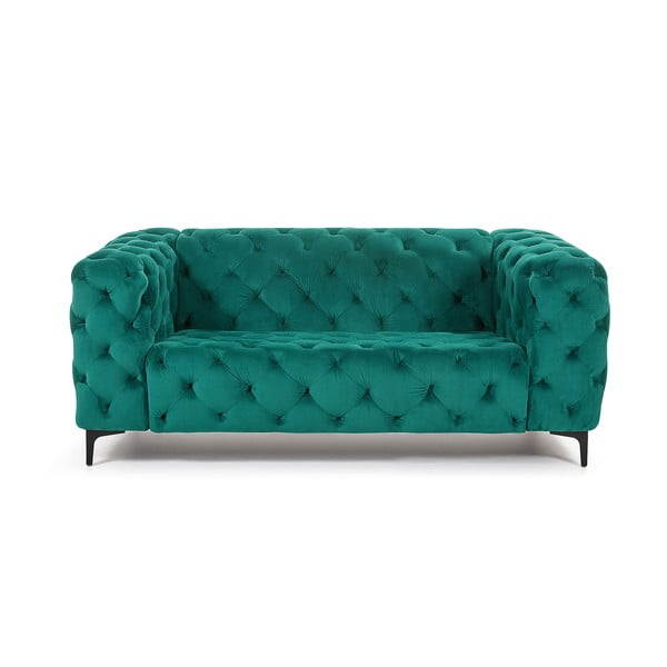 Zielona 2-osobowa sofa z obiciem podobnym do aksamitu La Forma Maisha