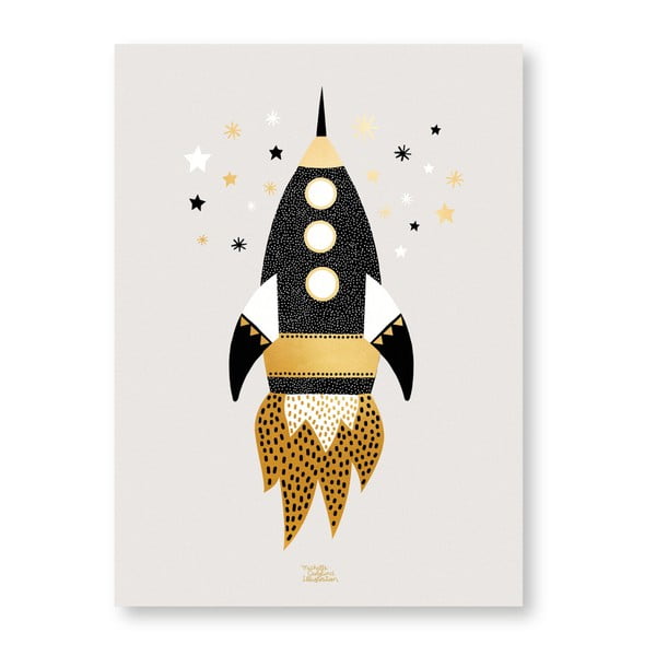 Plakat Michelle Carlslund Gold space Ship, 30x40 cm
