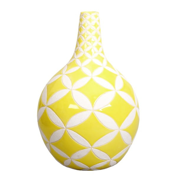 Żółty wazon ręcznie malowany Ekewaka