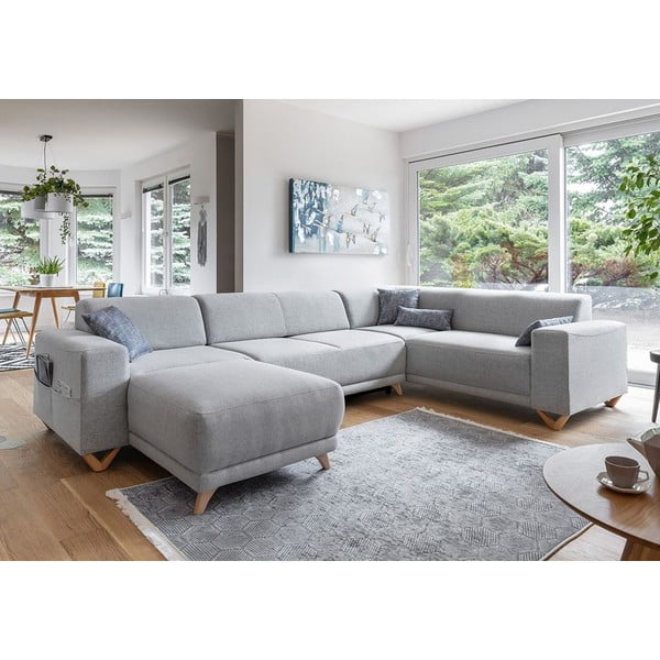 Jasnoszary rozkładany/ze schowkiem narożnik (prawostronny/w kształcie litery U) Classy Sophie – Miuform-image-3