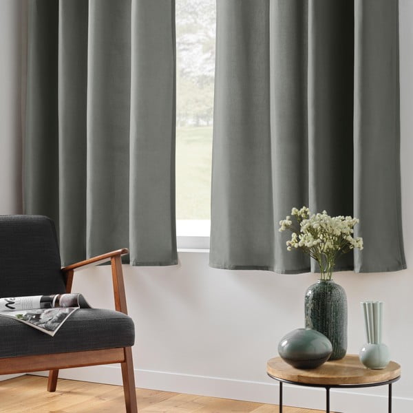 Szara zasłona termiczna z mikrowłókna 135x180 cm Micropolar – douceur d'intérieur-image-3