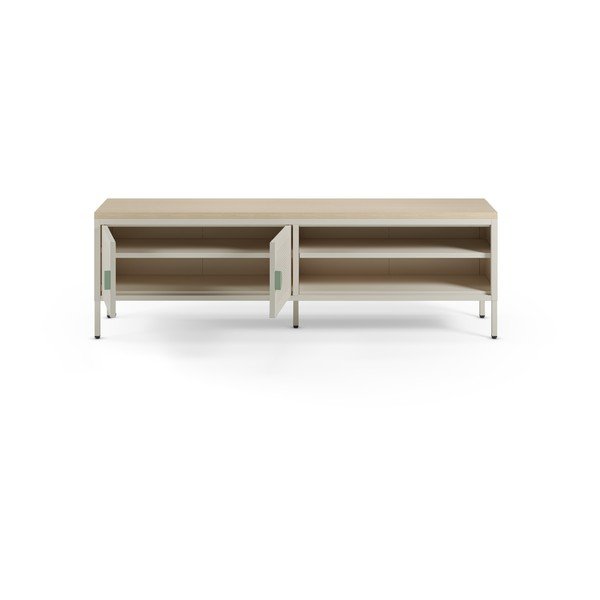 Kremowa/w naturalnym kolorze metalowa szafka pod TV 160x50x35 cm Sayla – Marckeric-image-1
