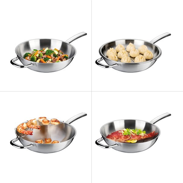 Patelnia wok z pokrywką ze stali nierdzewnej ø 32 cm President – Tescoma-image-2