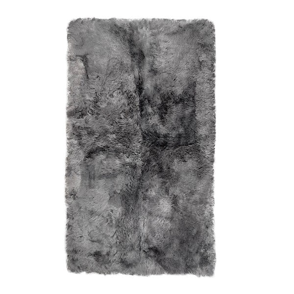 Szary prostokątny dywan futrzany z krótkim włosiem, 165x100 cm