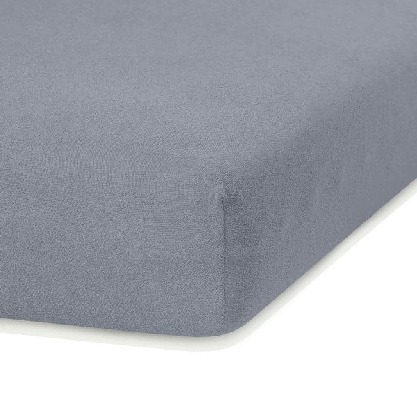 Ciemnoszare prześcieradło elastyczne z dużym dodatkiem bawełny AmeliaHome Ruby, 200x120-140 cm