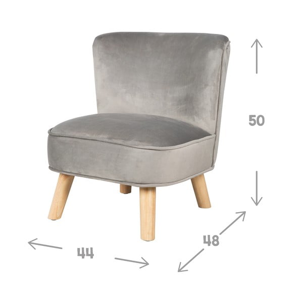 Jasnoszary aksamitny fotel dziecięcy Lil Sofa – Roba-image-3