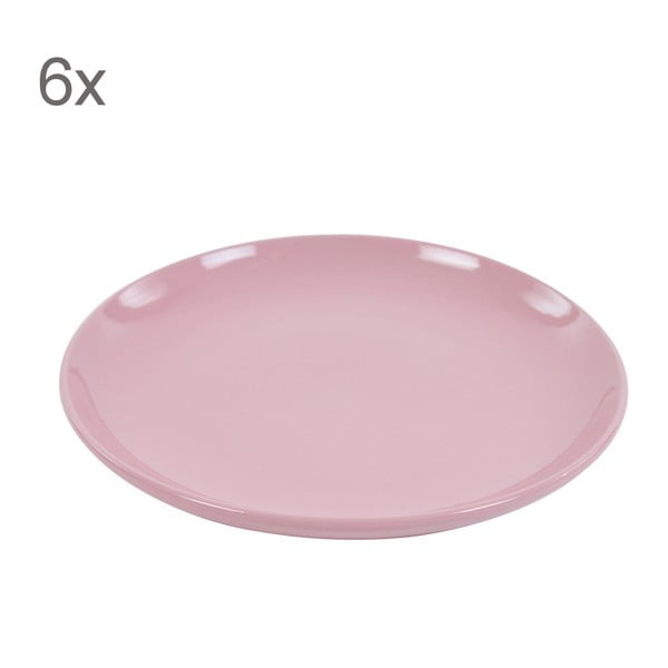 Zestaw 6 talerzy deserowych Kaleidoskop 21 cm, różowy