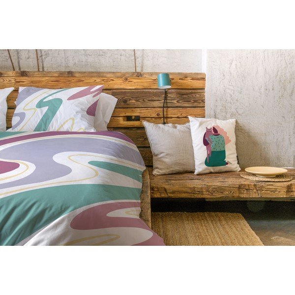 Biało-niebieska pościel jednoosobowa z satyny bawełnianej 140x200 cm Student Collection – Butter Kings-image-1