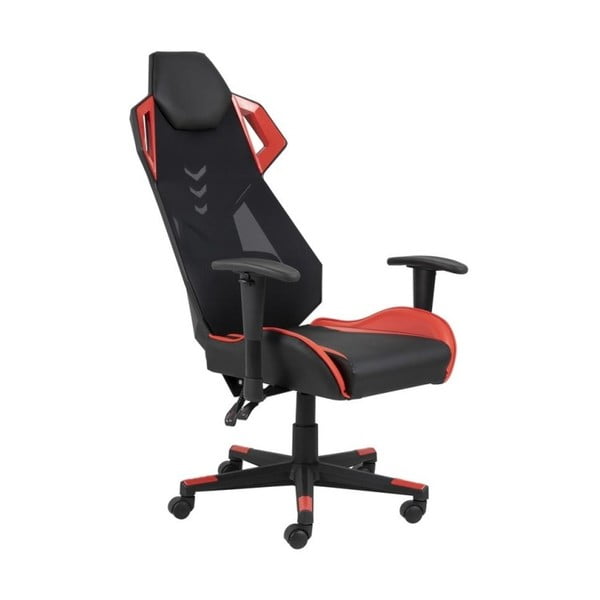 Czarno-czerwone krzesło biurowe na kółkach Actona Kevin