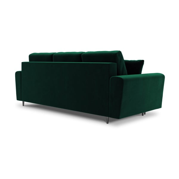 Zielona aksamitna rozkładana sofa ze schowkiem 235 cm Kyoto – Cosmopolitan Design-image-3