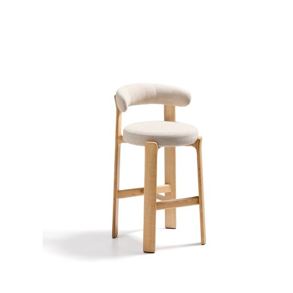 Beżowo-naturalny kolorze hoker z litego drewna jesionowego (wysokość siedziska 75 cm) Granite – Kave Home