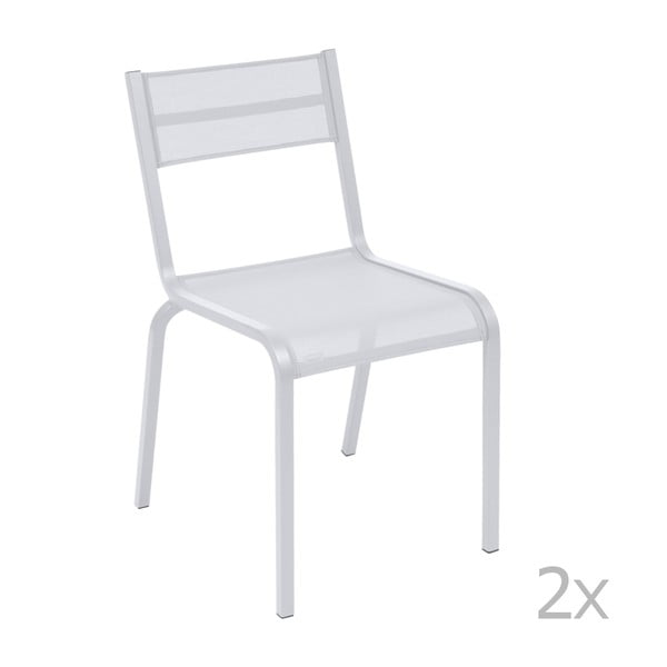 Komplet 2 białych metalowych krzeseł ogrodowych Fermob Oléron