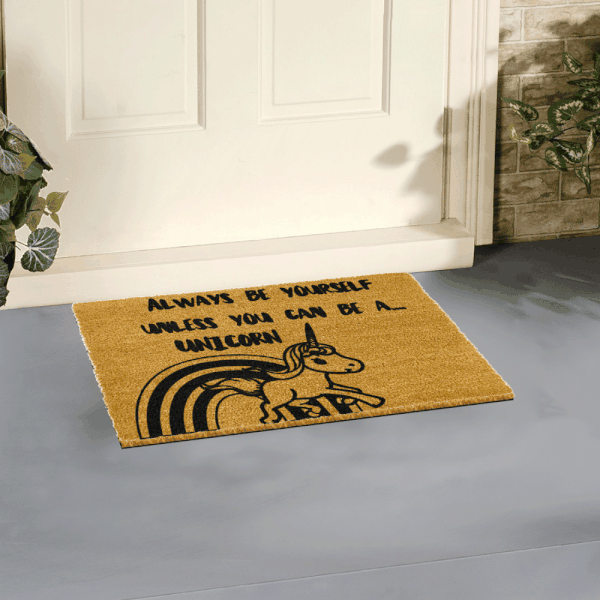 Wycieraczka z naturalnego włókna kokosowego Artsy Doormats Unicorn, 40x60 cm-image-1