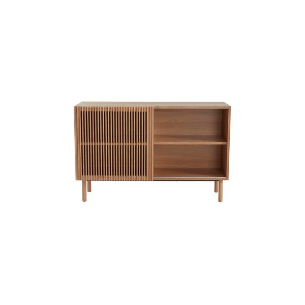 Szafka w dekorze jesionu z drzwiami przesuwnymi w naturalnym kolorze 124x80x45 cm Sion – Jotex
