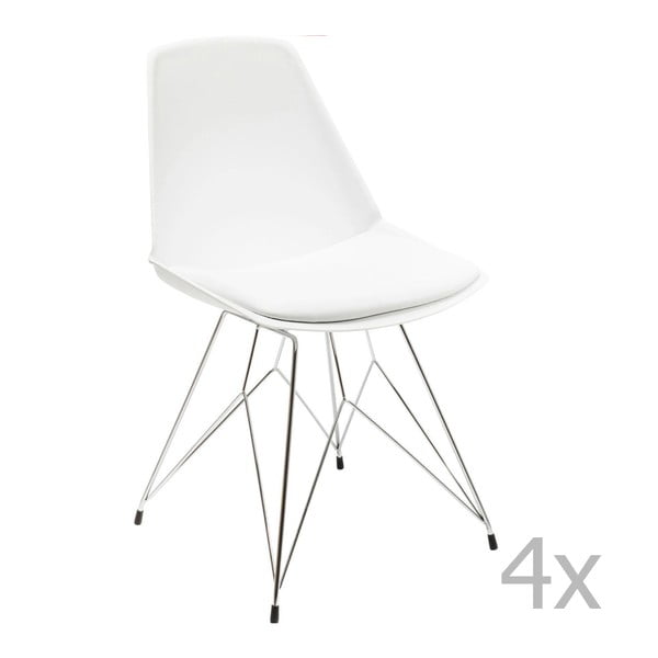 Zestaw 4 białych krzeseł Kare Design Wire White