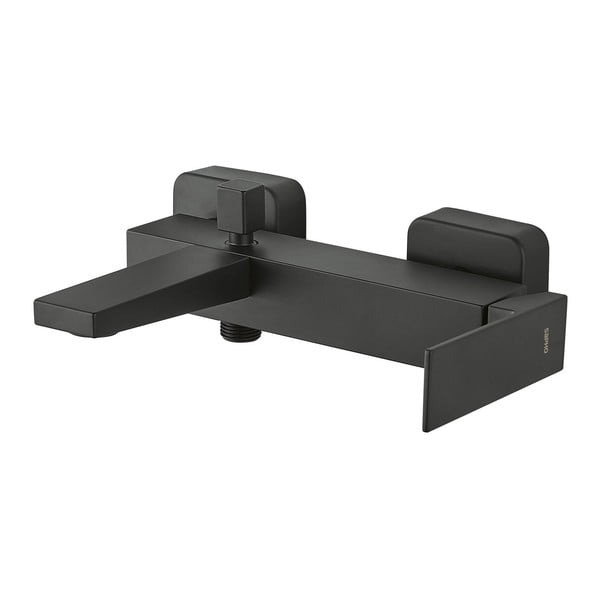 Bateria wannowa ścienna w kolorze matowej czerni (2 otwory) Latus – Sapho