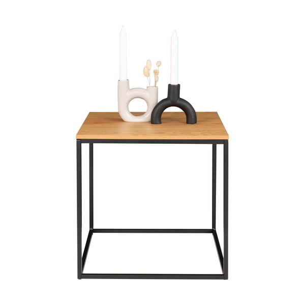 Stolik z czarną stalową konstrukcją i blatem w dekorze dębu House Nordic Vita, 45x45 cm-image-4