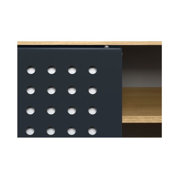 Szafka pod TV w kolorze dębu z czarno-białymi elementami TemaHome Dann Dots, dł. 135 cm-image-1