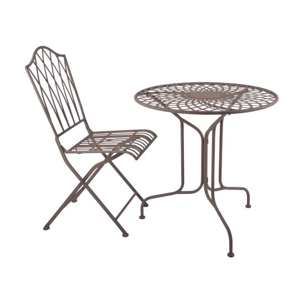 Brązowe metalowe składane krzesło ogrodowe – Esschert Design-image-3
