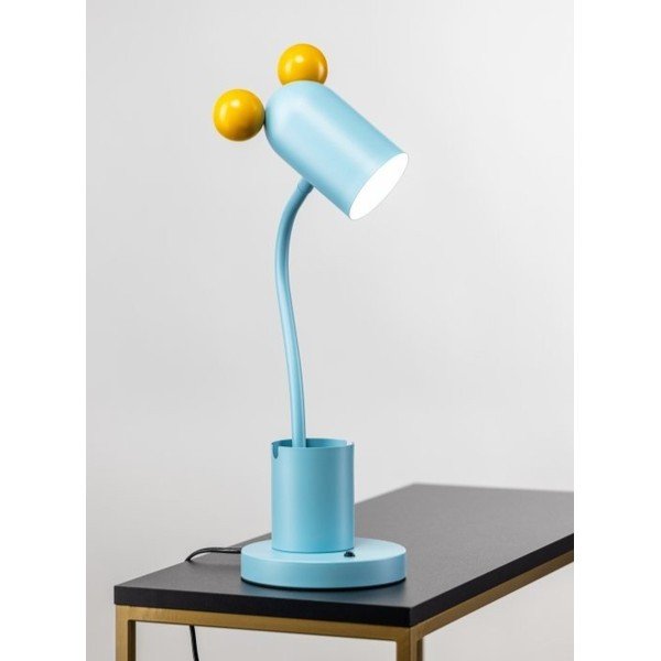 Jasnoniebieska lampa stołowa z metalowym kloszem (wysokość 50 cm) Mouse – GTV-image-1