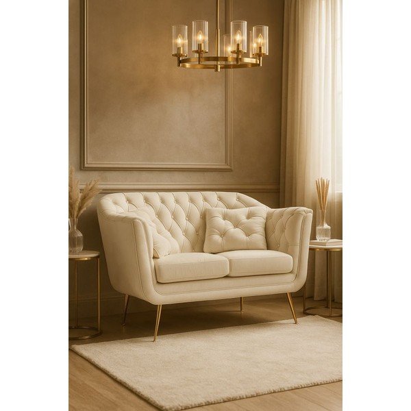 Kremowa aksamitna sofa 130 cm Budapest – Mauro Ferretti-image-1