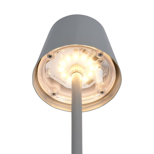 Szara lampa stołowa LED z metalowym kloszem (wysokość 21 cm) Diaz – Trio-image-4