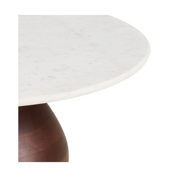 Biało-ciemnonaturalny okrągły stolik z marmurowym blatem ø 70 cm Heide – House Nordic-image-4