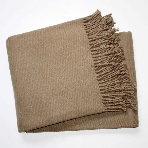Brązowy pled z domieszką bawełny Euromant Basics, 140x180 cm