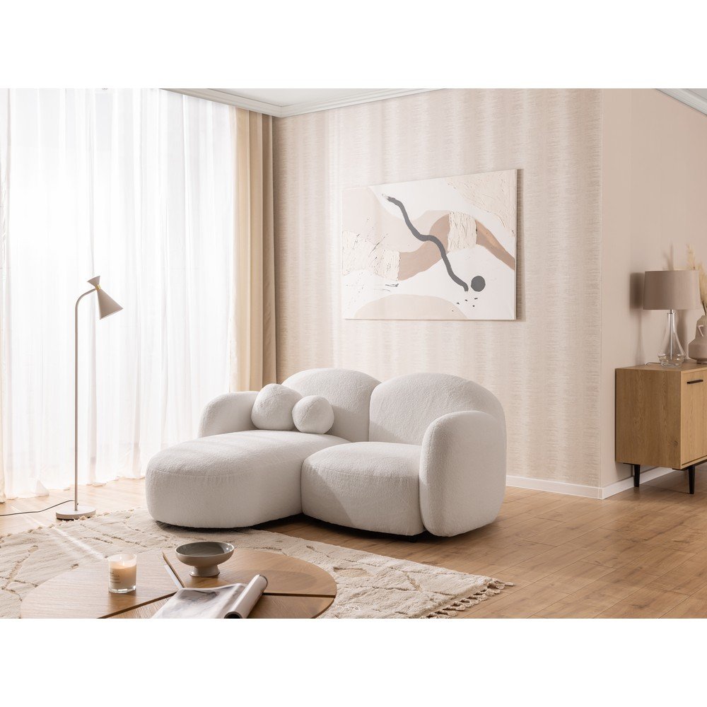 Kremowy narożnik z materiału bouclé (lewostronny/z szezlongiem) Orbit – Ropez (zdjęcie 10)