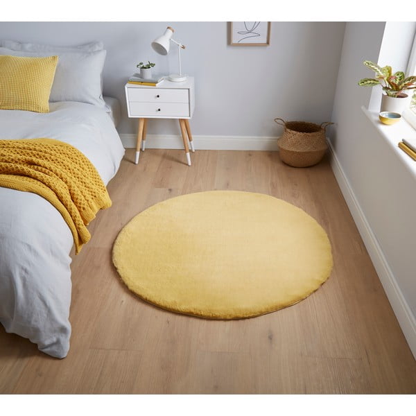 Żółty dywan Think Rugs Teddy, ⌀ 120 cm-image-1