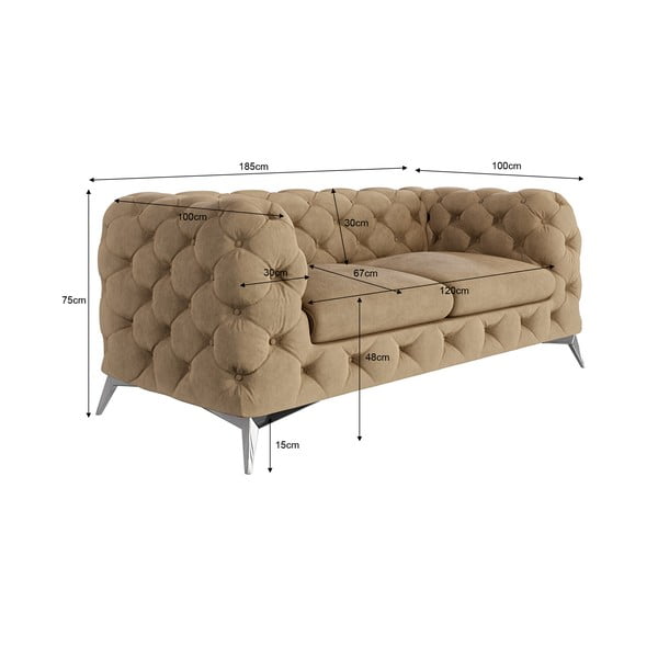 Jasnobrązowa aksamitna sofa 185 cm Chelsea – Ropez-image-3