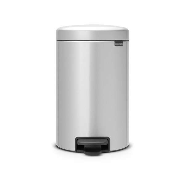 Metaliczny kosz na śmieci z pedałem v šedé barvě Brabantia Newicon, 12 l