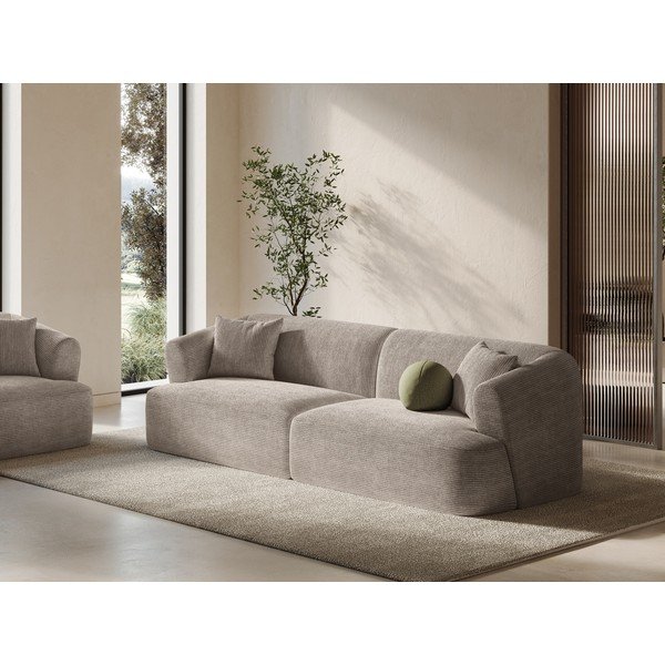 Jasnobrązowa sztruksowa sofa 255 cm Campi – Cosmopolitan Design-image-1