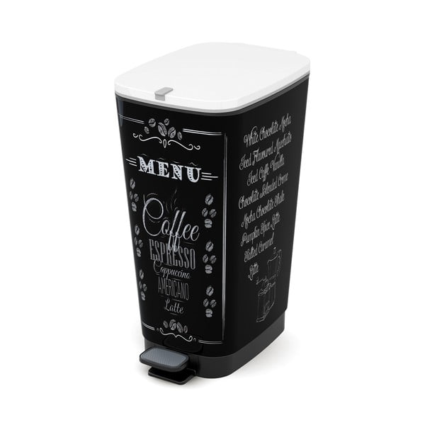 Czarny plastikowy kosz na śmieci z pedałem 45 l Chic Bin – KIS