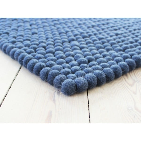 Niebieski wełniany dywan kulkowy Wooldot Ball Rugs, 120x180 cm