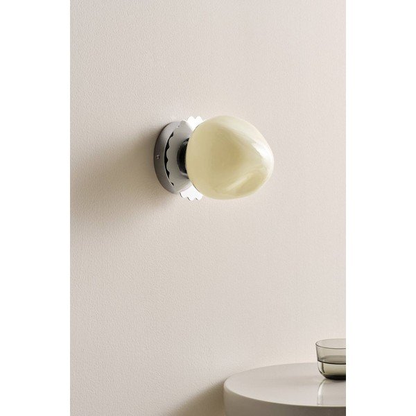 Kremowa/w kolorze srebra z połyskiem lampa sufitowa z opalowego szkła ø 12 cm Bon – Jotex-image-2