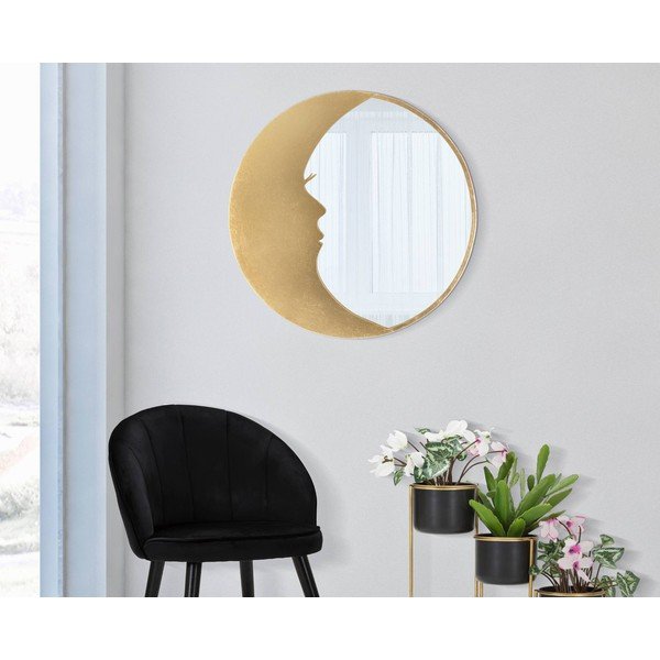 Lustro ścienne z detalami z kolorze złota Mauro Ferretti Moon, ø 72,5 cm-image-2
