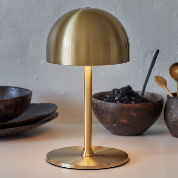 Lampa stołowa LED w kolorze mosiądzu  ze zdalnym sterowaniem i metalowym kloszem (wysokość 22 cm) Tim – Sirius-image-1