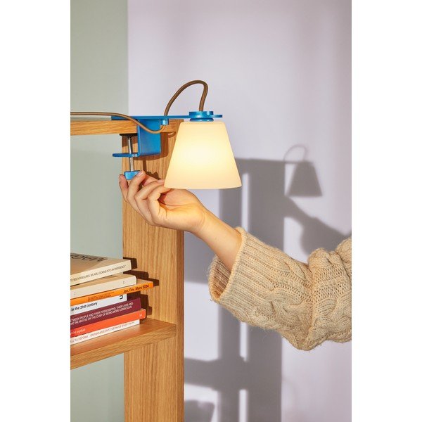 Niebieska lampa stołowa ze szklanym kloszem (wysokość 23 cm) Lure – Hübsch-image-2