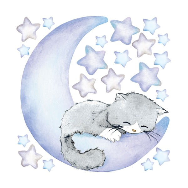 Niebieskie dziecięce naklejki ścienne Ambiance Magic Cat-image-2