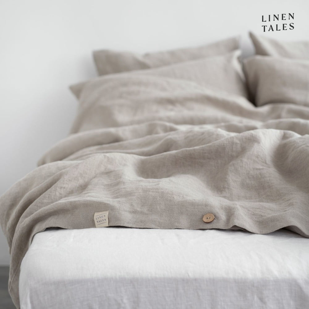 Kremowa lniana pościel dwuosobowa 200x220 cm – Linen Tales (zdjęcie 3)